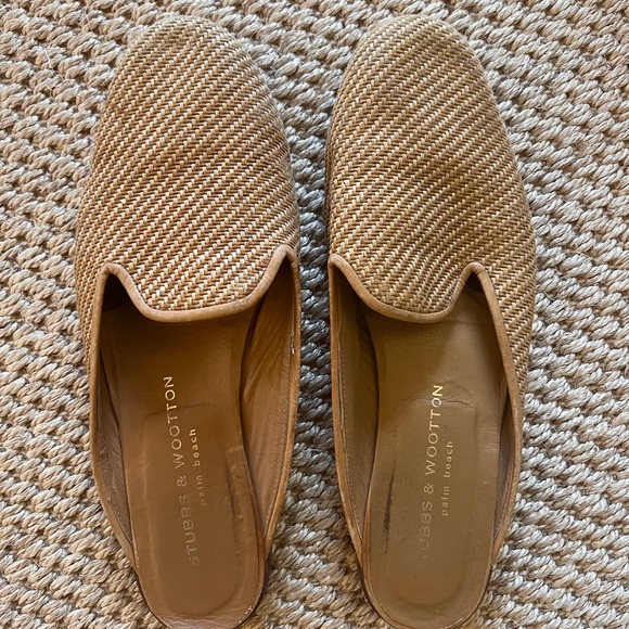 Stubbs and wootton size 10 but fit like a 9 raffia mules flats - Picture 1 of 1